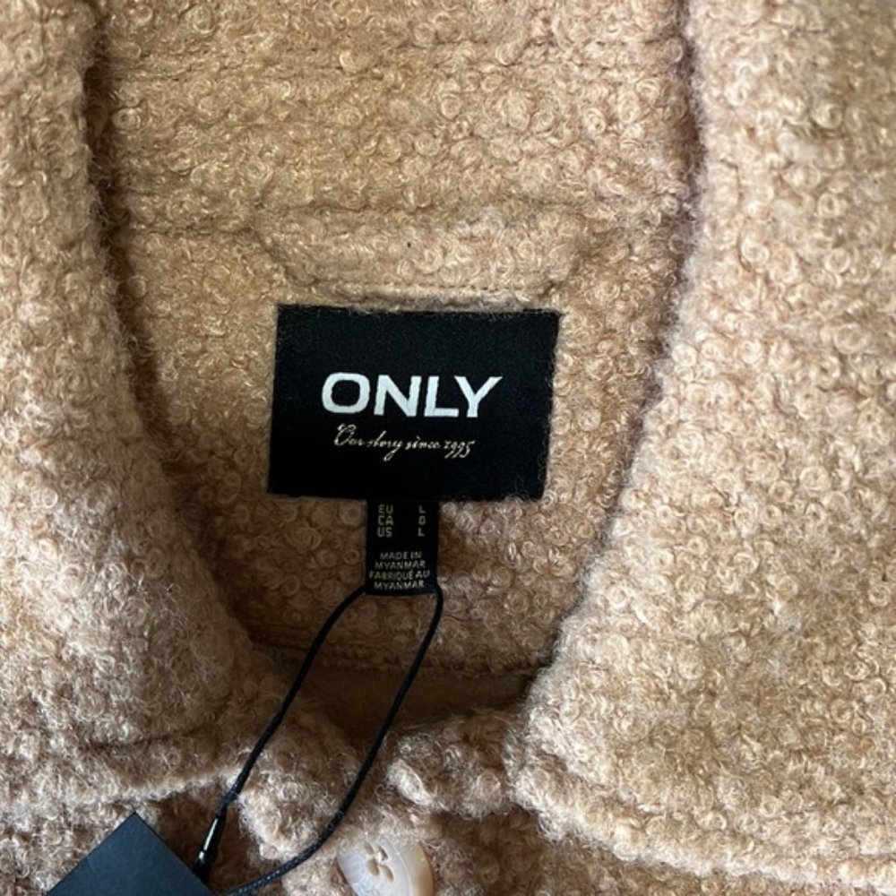 NWT Only Tan Teddy Style Long Sherpa Jacket Size Large - Picture 5 of 9